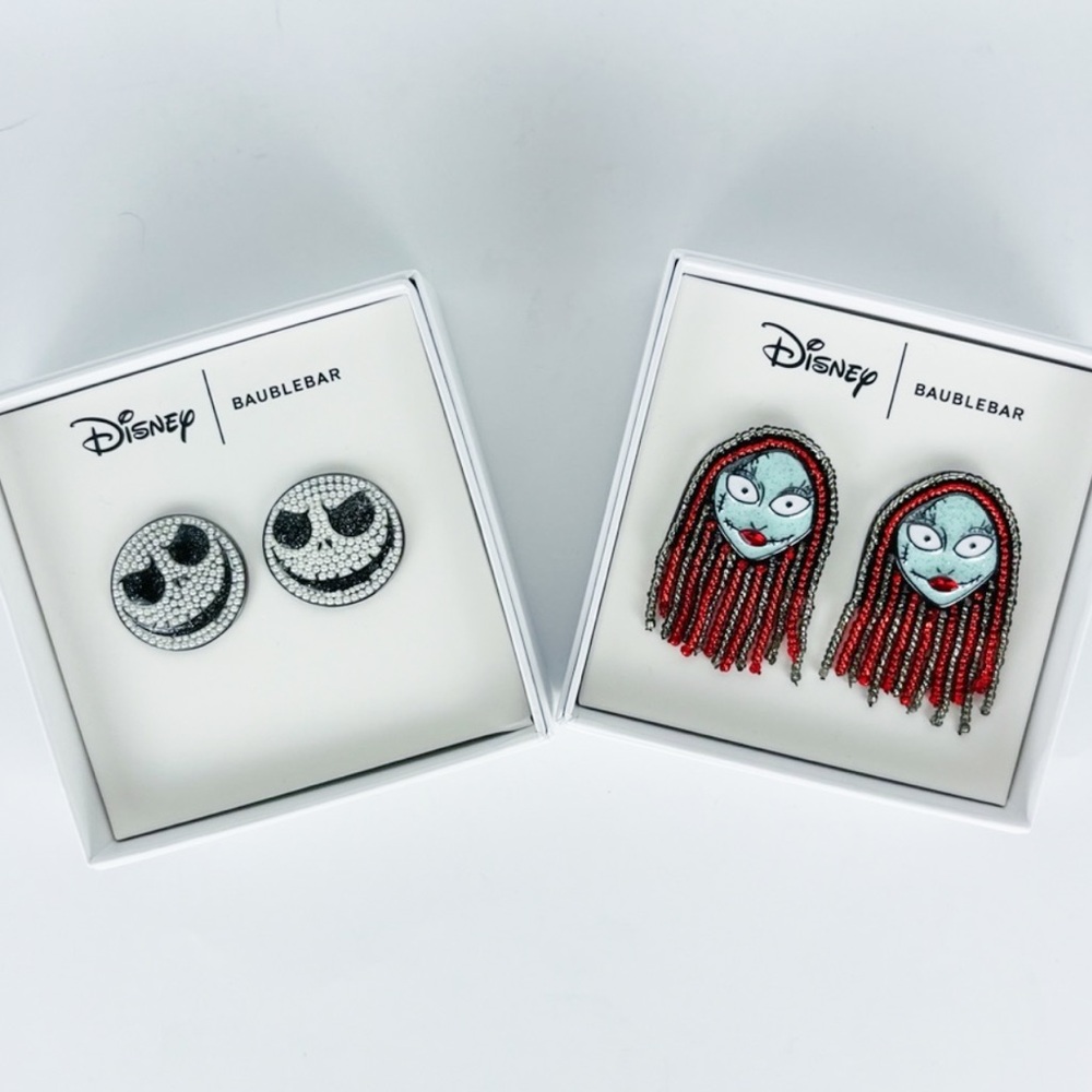 Disney X Baublebar NBC Jack Skellington Sally Halloween Stud Earrings NIB